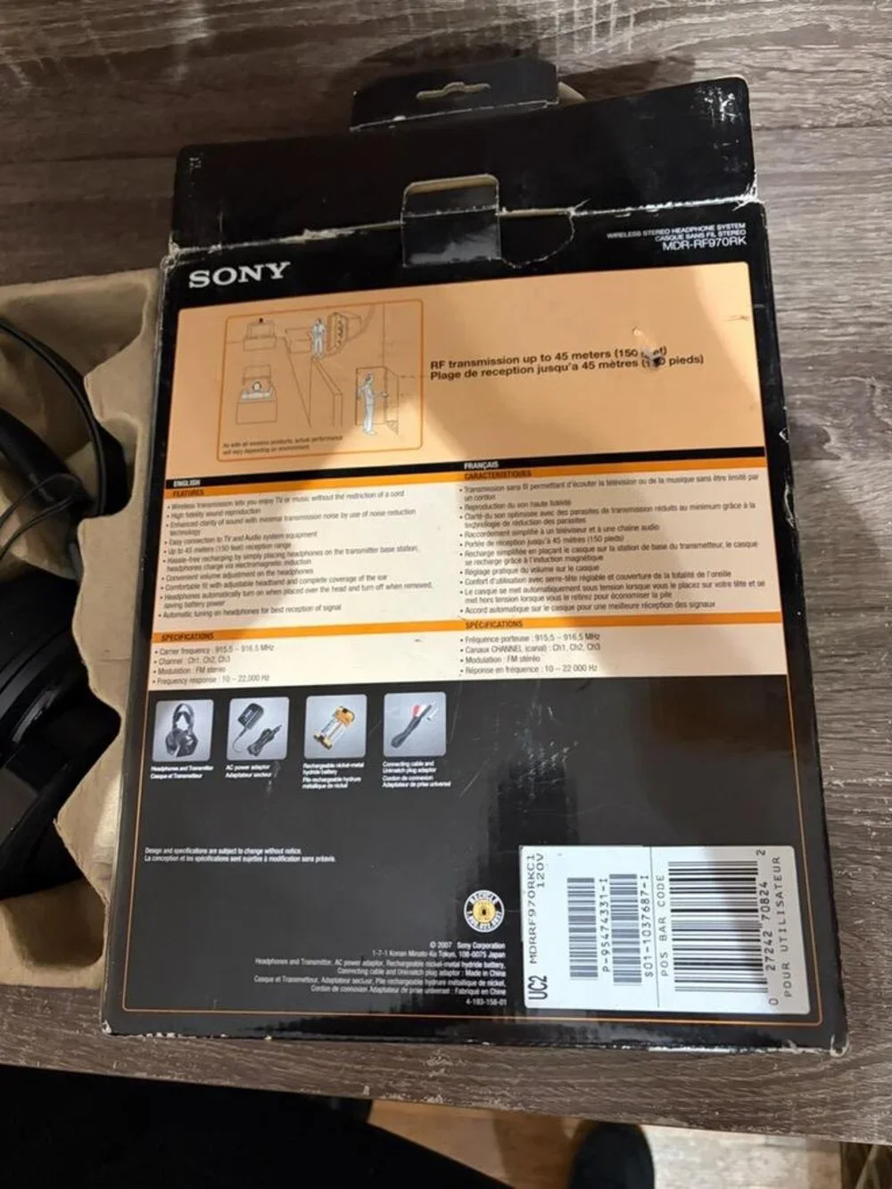 Sony MDR-RF970RK wireless stereo headphone system.